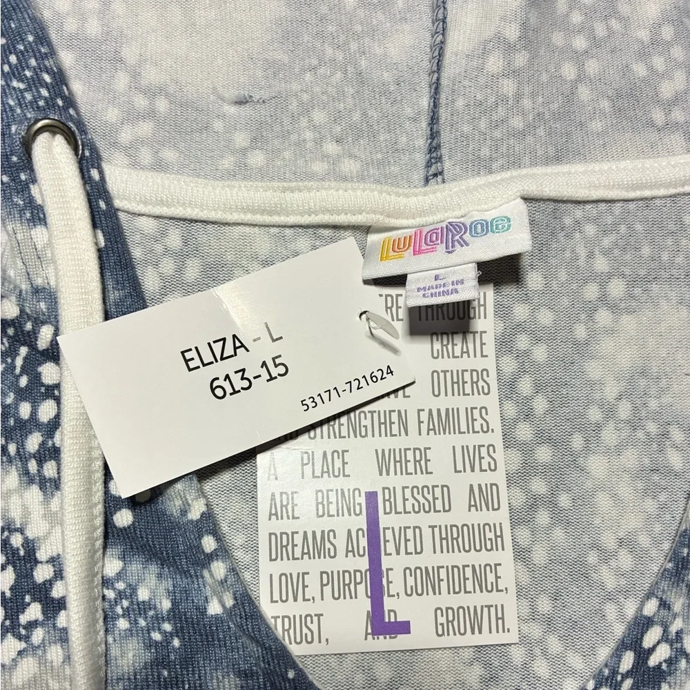 LuLaRoe Blue and White Hooded sweatshirt - Picture 2 of 2